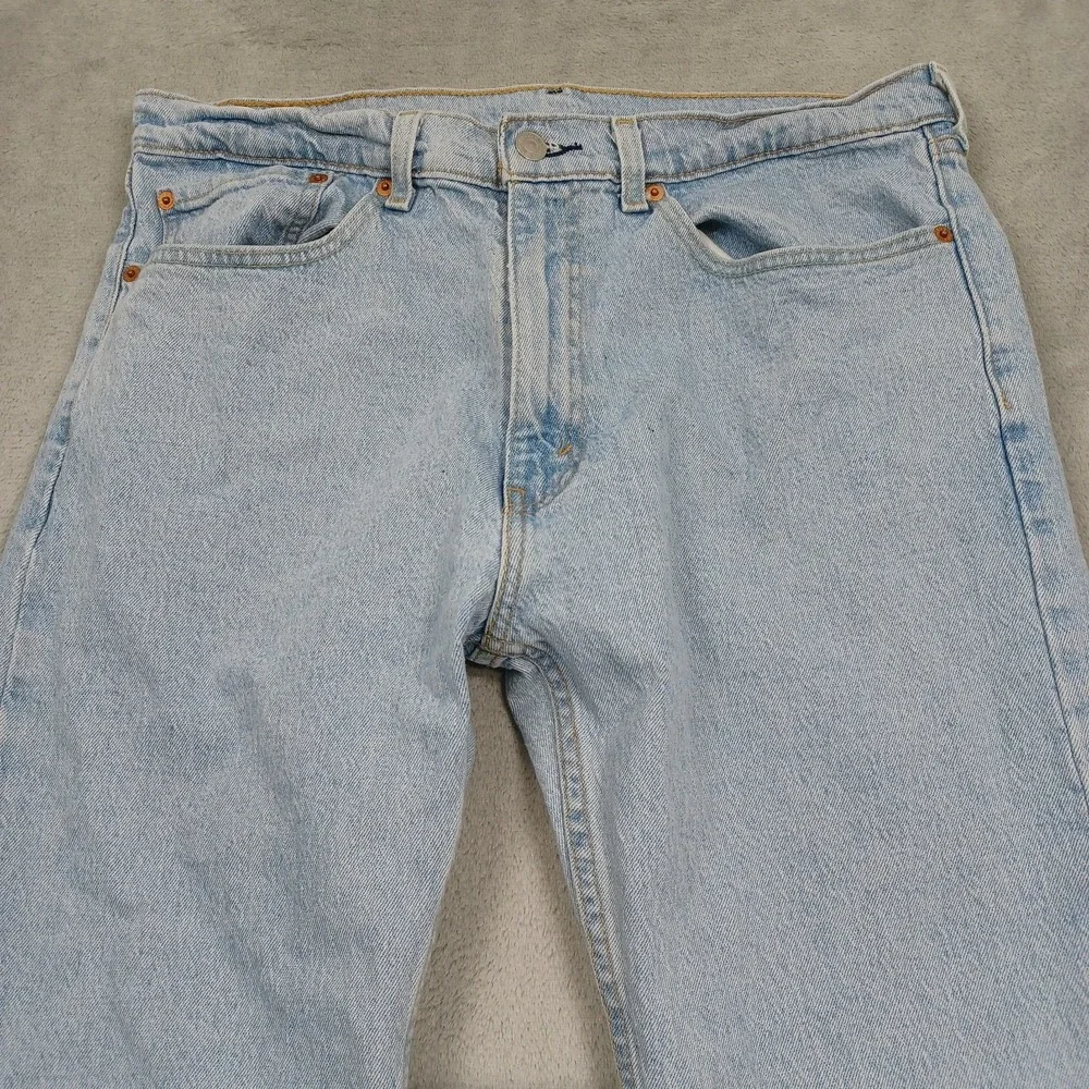 Levis 505 Jeans Mens 34x30 Blue Denim Distressed Pockets Cotton Casual A4